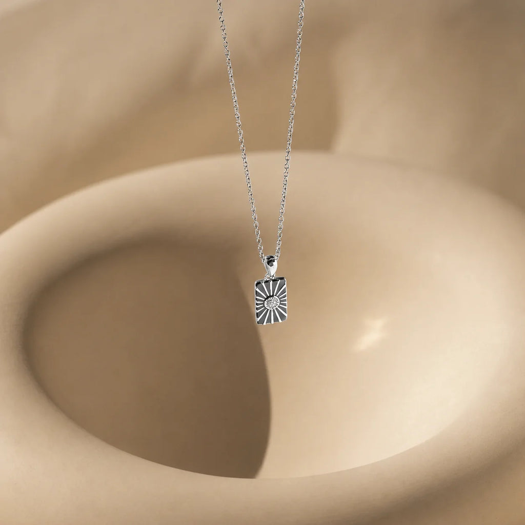 Pave Black Sun Necklace