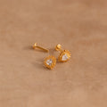 Diamonds Sacred Heart Flatback Studs Silver 18K Gold Plated