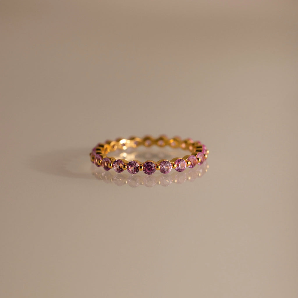 Lace Eternity Birthstone Ring Silver 18K Gold Plated