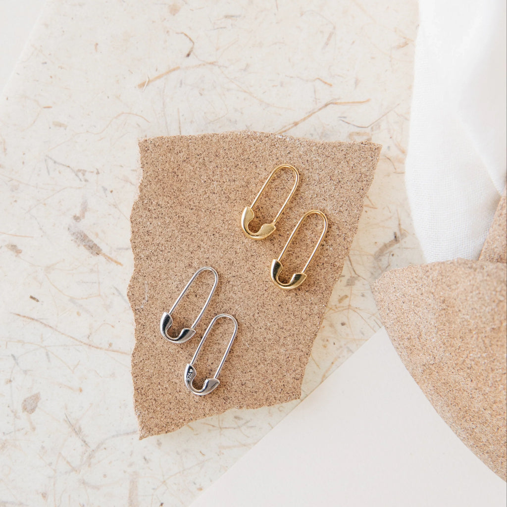Ava Minimalist Safety Pin Earrings