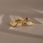 Organic Diamond Teardrop Hoops Silver 18K Gold Plated