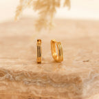 Ribbed Link Hoops Silver 18K Gold Plated