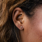 Diamond Moonstone Orbit Studs Silver 18K Gold Plated