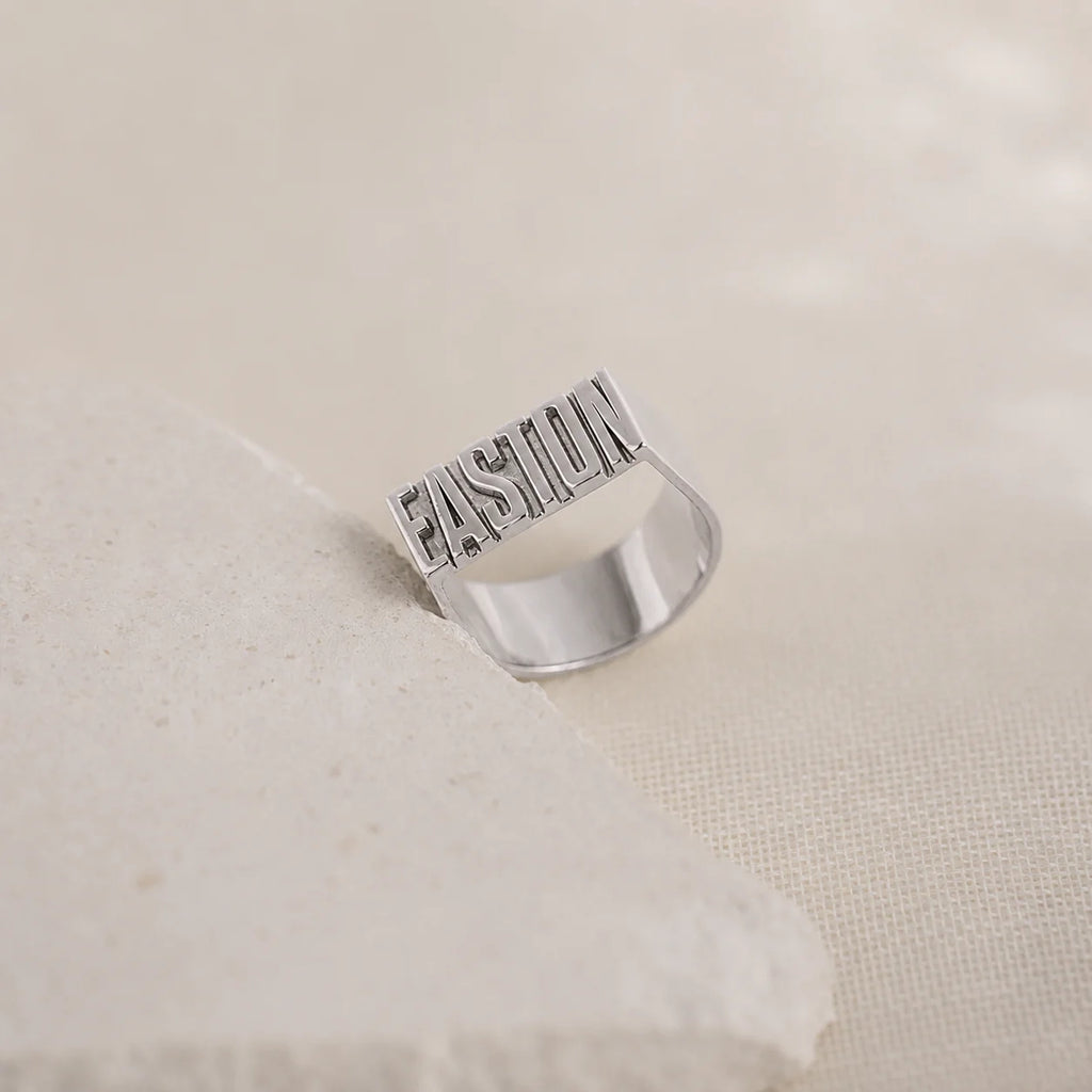 Make a Statement with Our Personalized Bold Name Ring