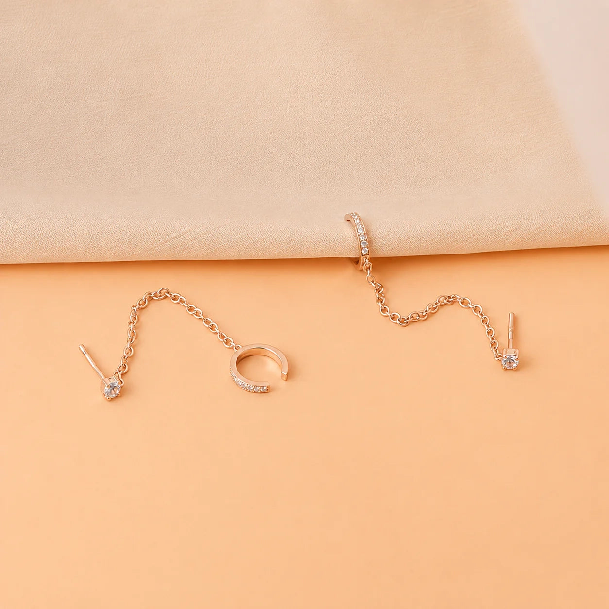 Pave Chain Ear Cuffs