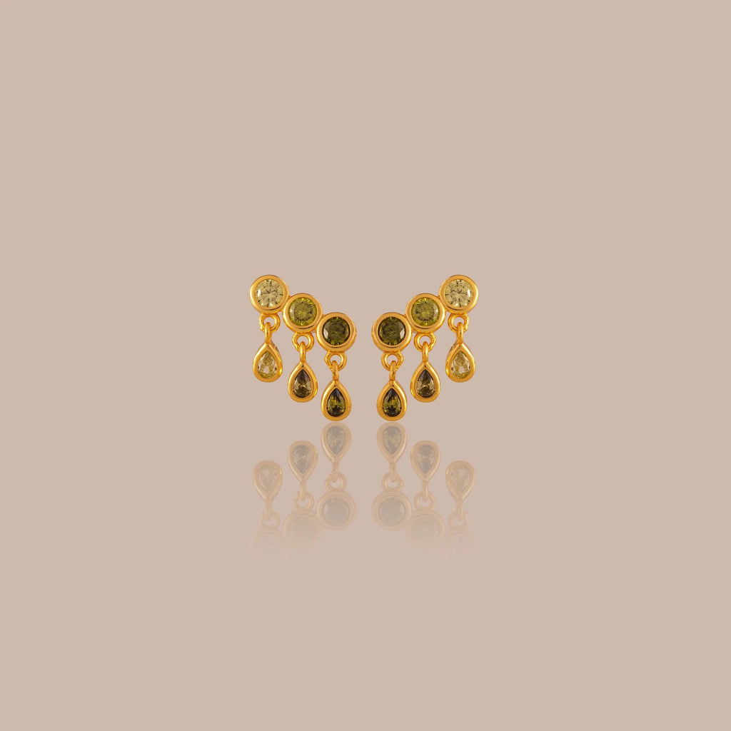 Peridot Raindrop Studs Silver 18K Gold Plated