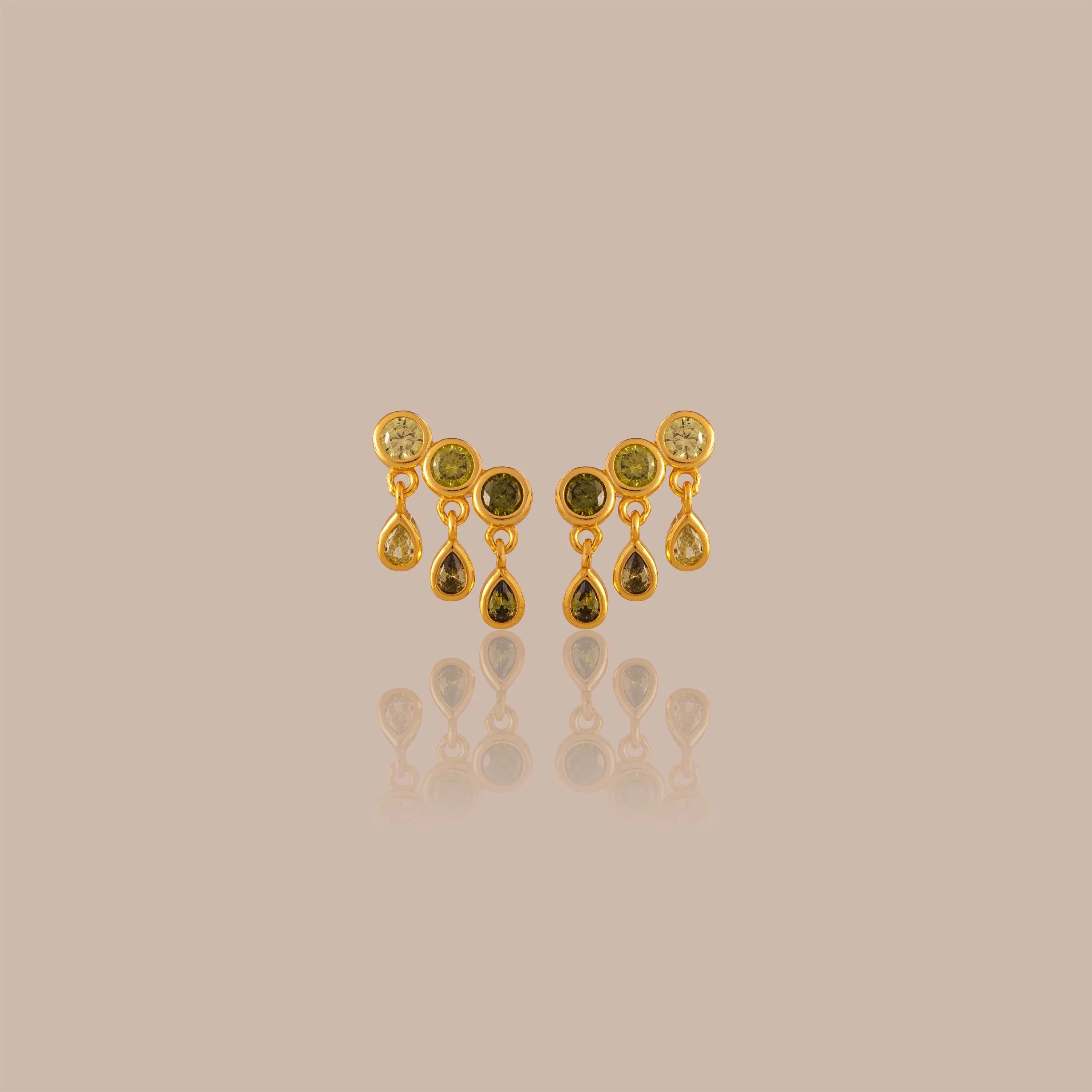 Peridot Raindrop Studs Silver 18K Gold Plated
