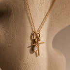Diamond Pave Cross Charm Silver 18K Gold Plated