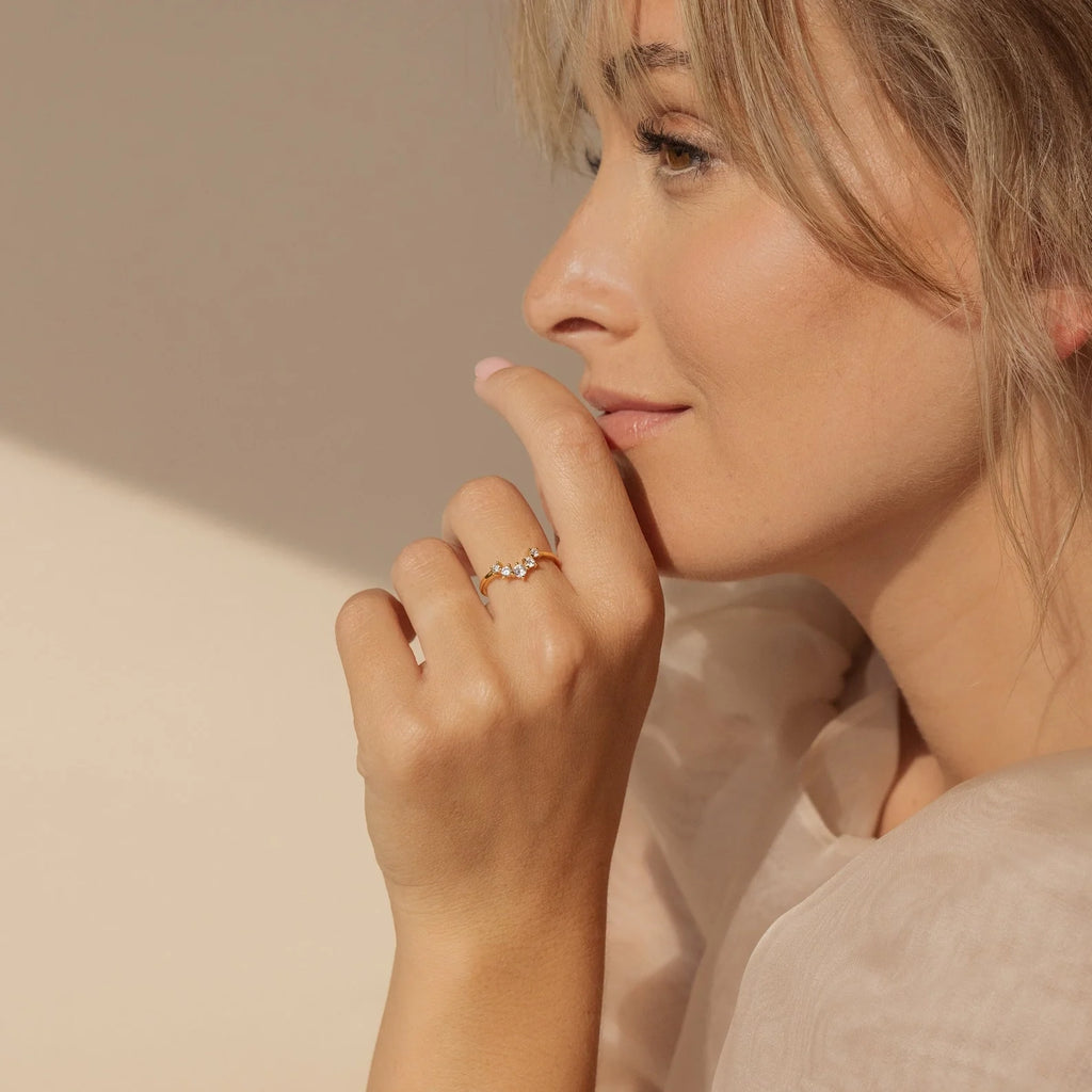 Diamonds Marina Chevron Ring Silver 18K Gold Plated