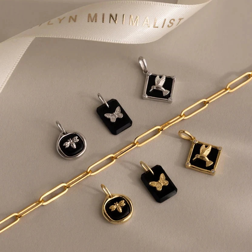 Midnight Onyx Butterfly Charm