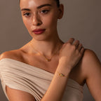 Interlocking Opal Inlay Necklace and Bracelet Set Silver 18K Gold Plated