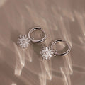 Diamond Poinsettia Hoops Silver 18K Gold Plated