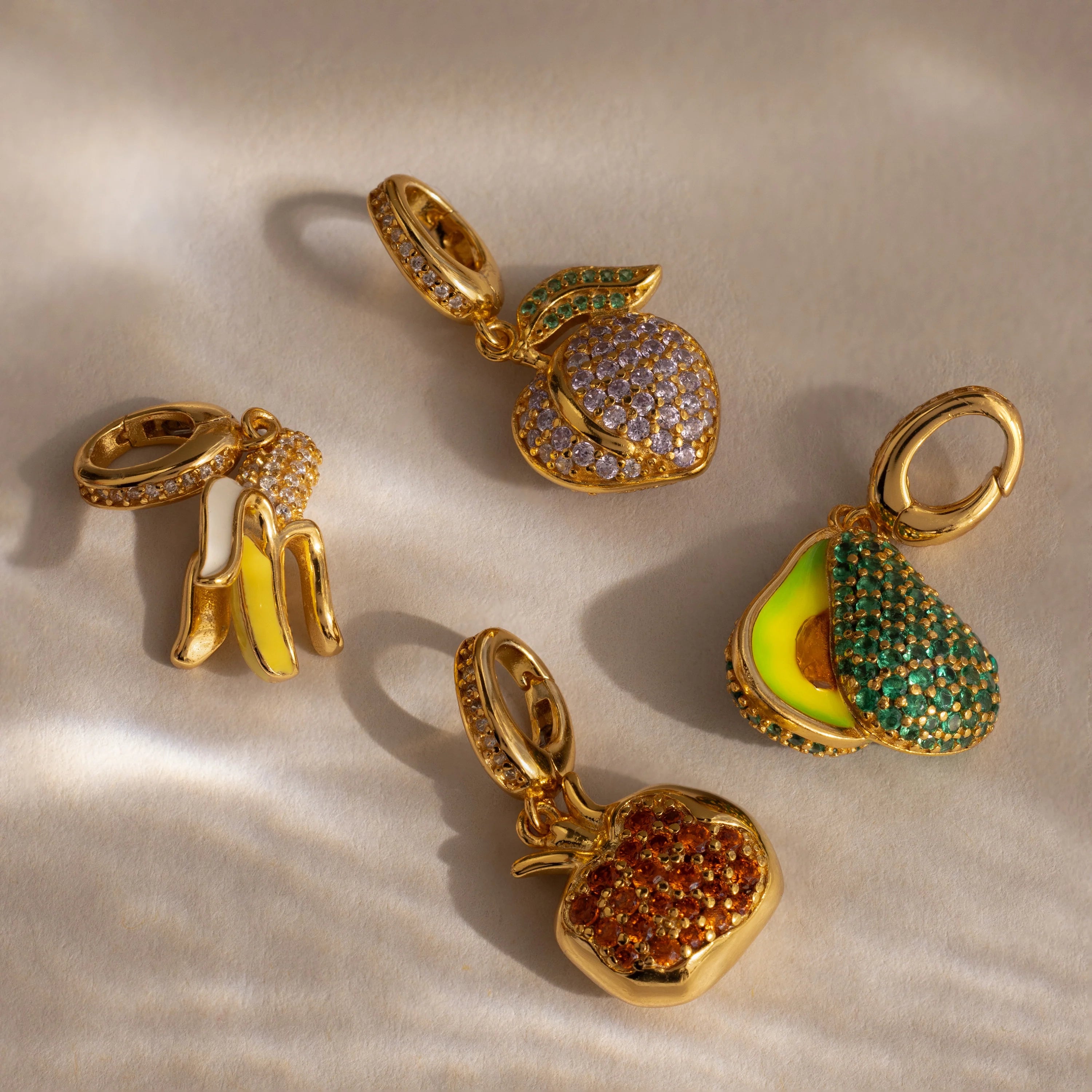 Emerald Avocado Charm Silver 18K Gold Plated