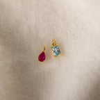 Pear & Baguette Birthstone Charm Set Silver 18K Gold Plated