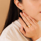 Freshwater Pearl Signet Ring Silver 18K Gold Plated