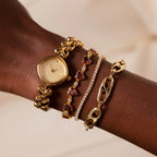 Heart Link Timepiece Silver 18K Gold Plated