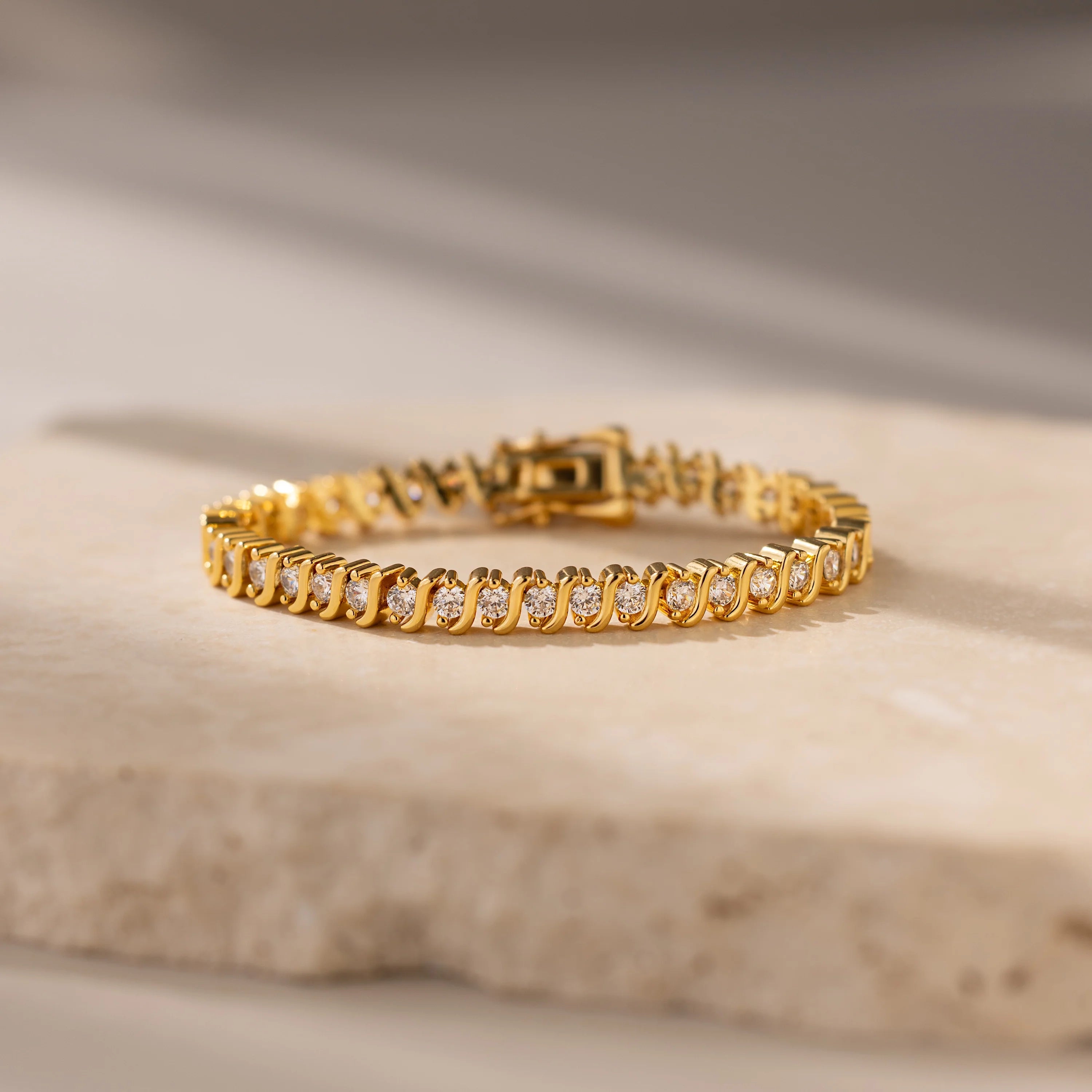 Diamond Tennis Bracelet Silver 18K Gold Plated