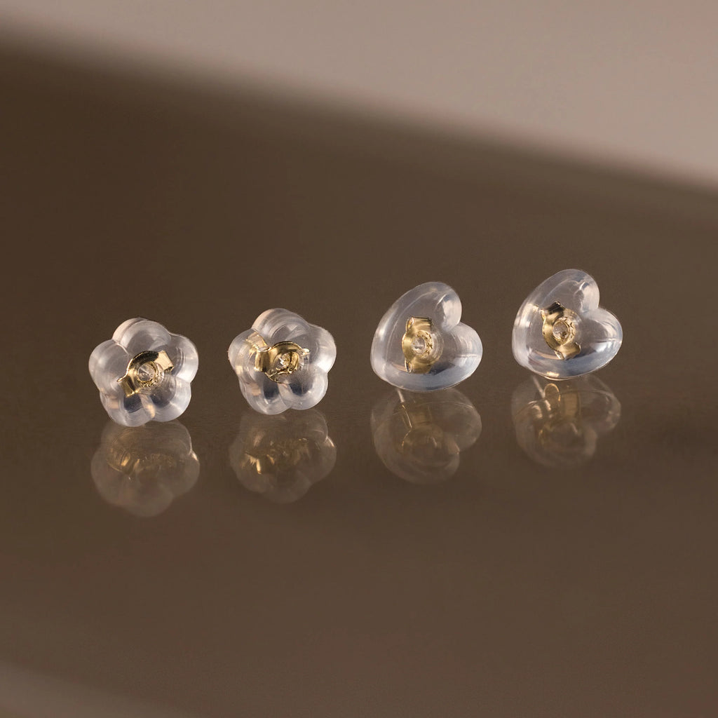 Heart & Flower Earring Backs  Silver 18K Gold Plated