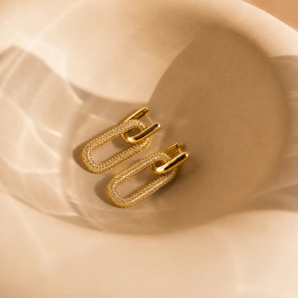 Pave Link Hoops