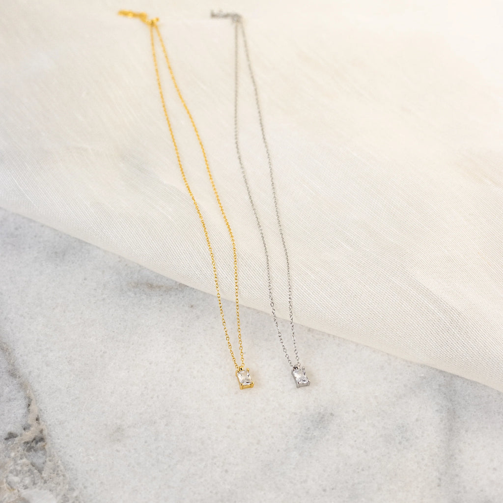 Sage Diamond Necklace Silver 18K Gold Plated