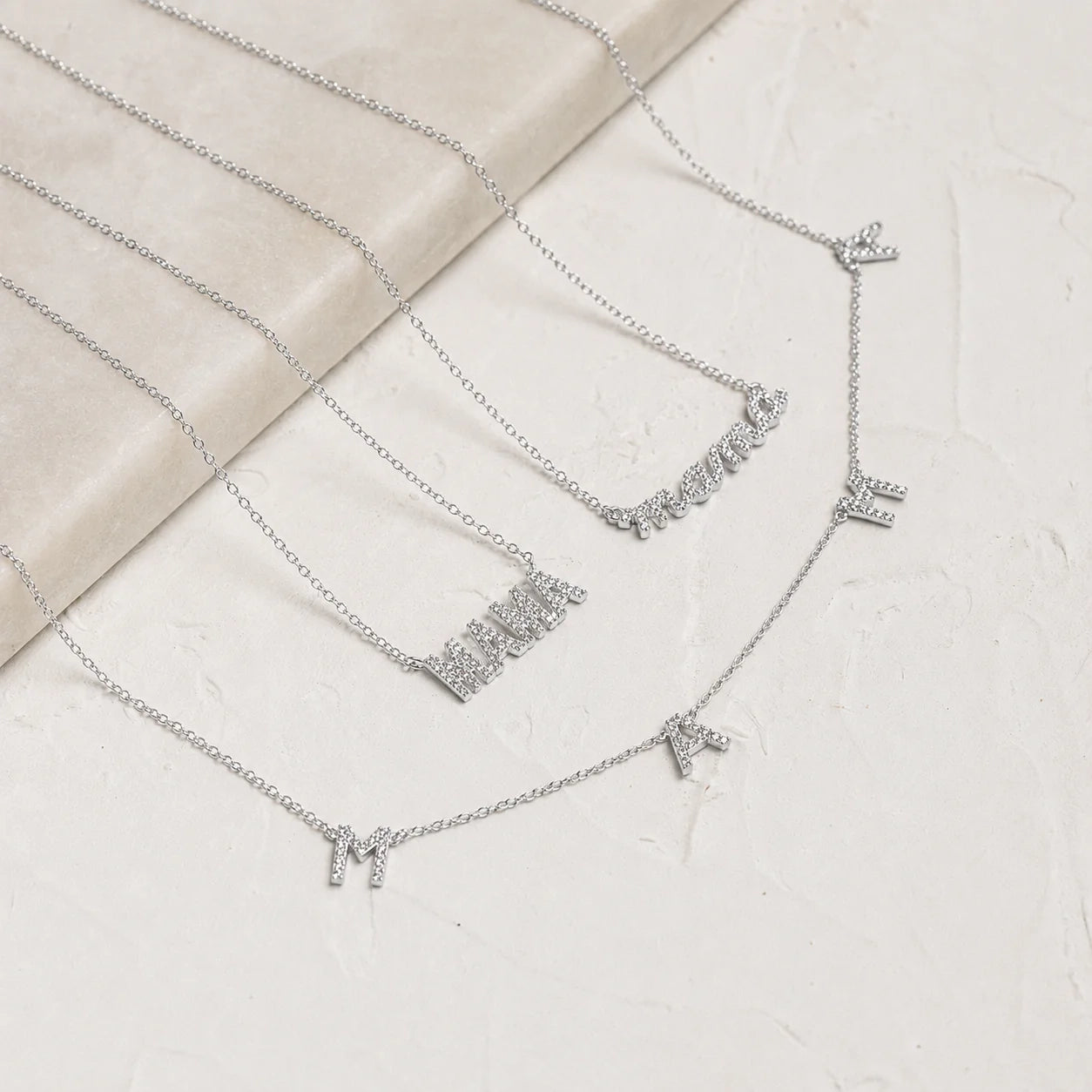 Pave Mama Script Necklace