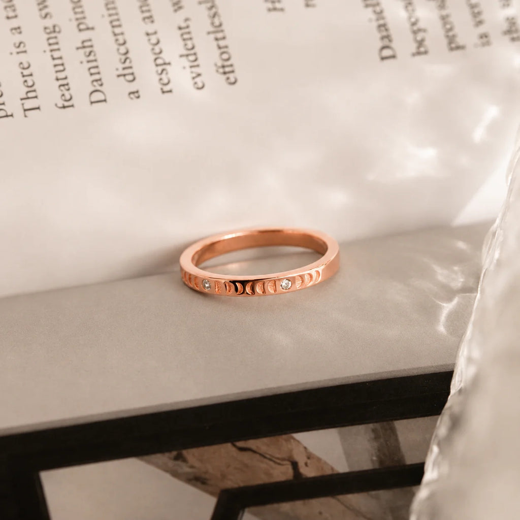 Phases of the Moon CZ Diamond Ring