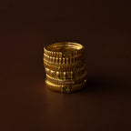 Dainty Ribbed Birthstone Ring Silver 18K Gold Plated
