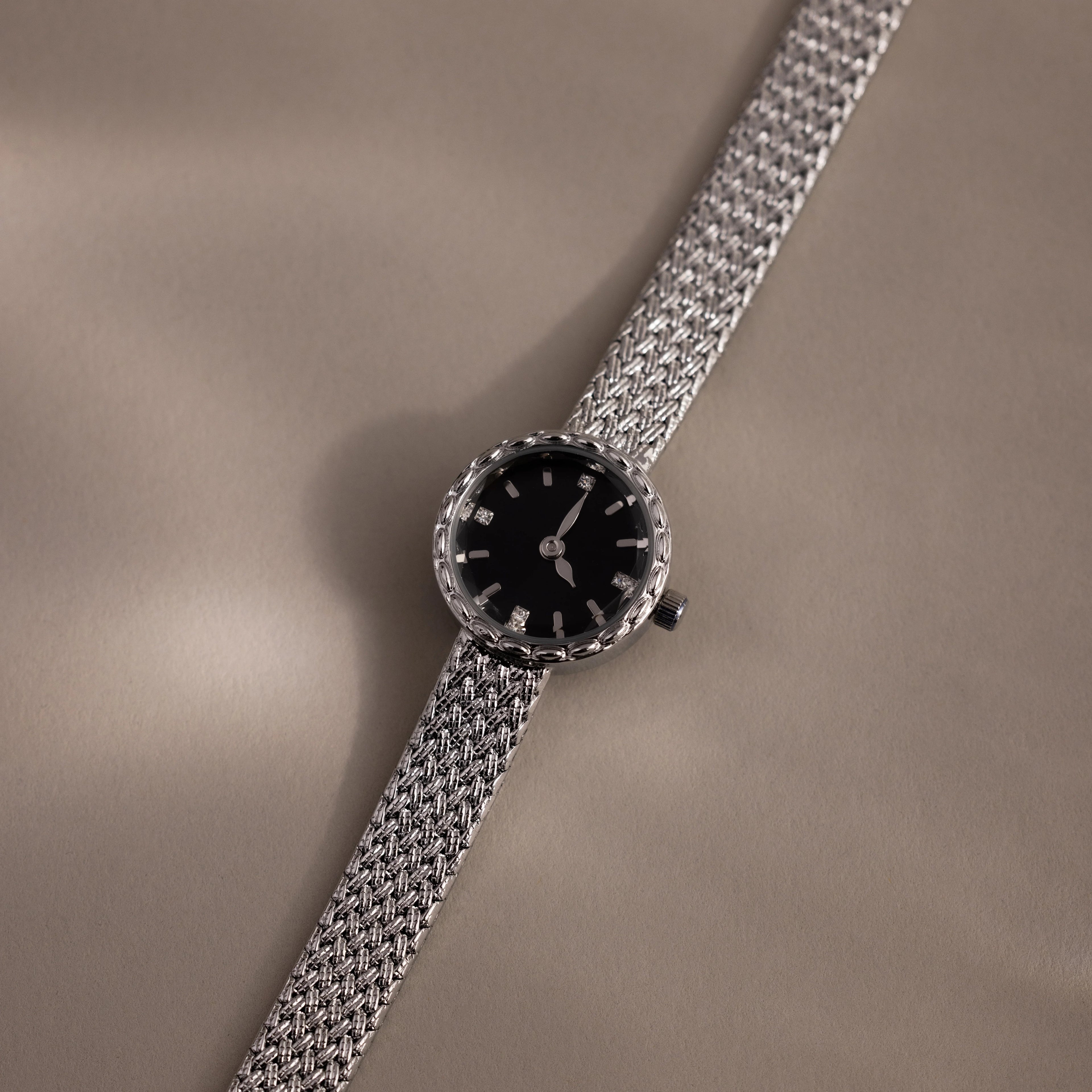 Round Braided Timepiece Silver 18K Gold Plated