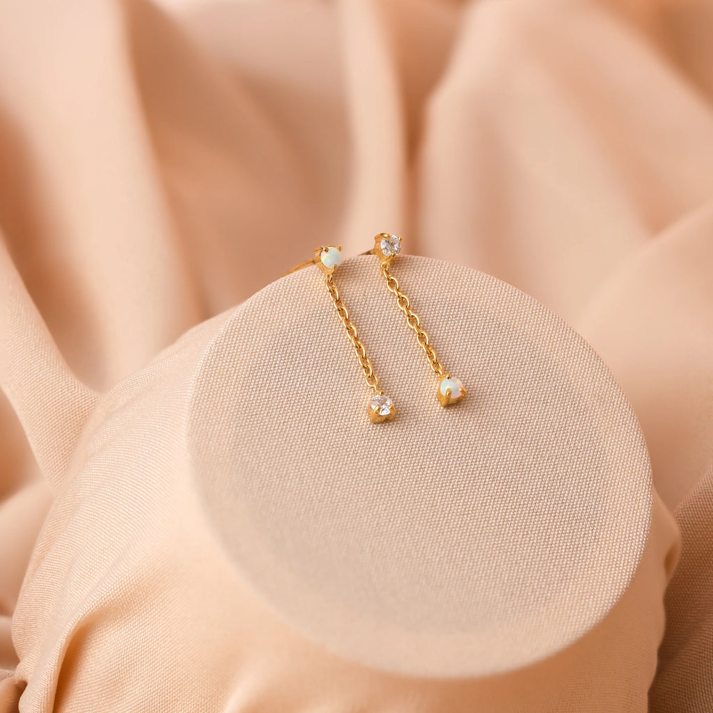 Opal Drop Stud Earrings