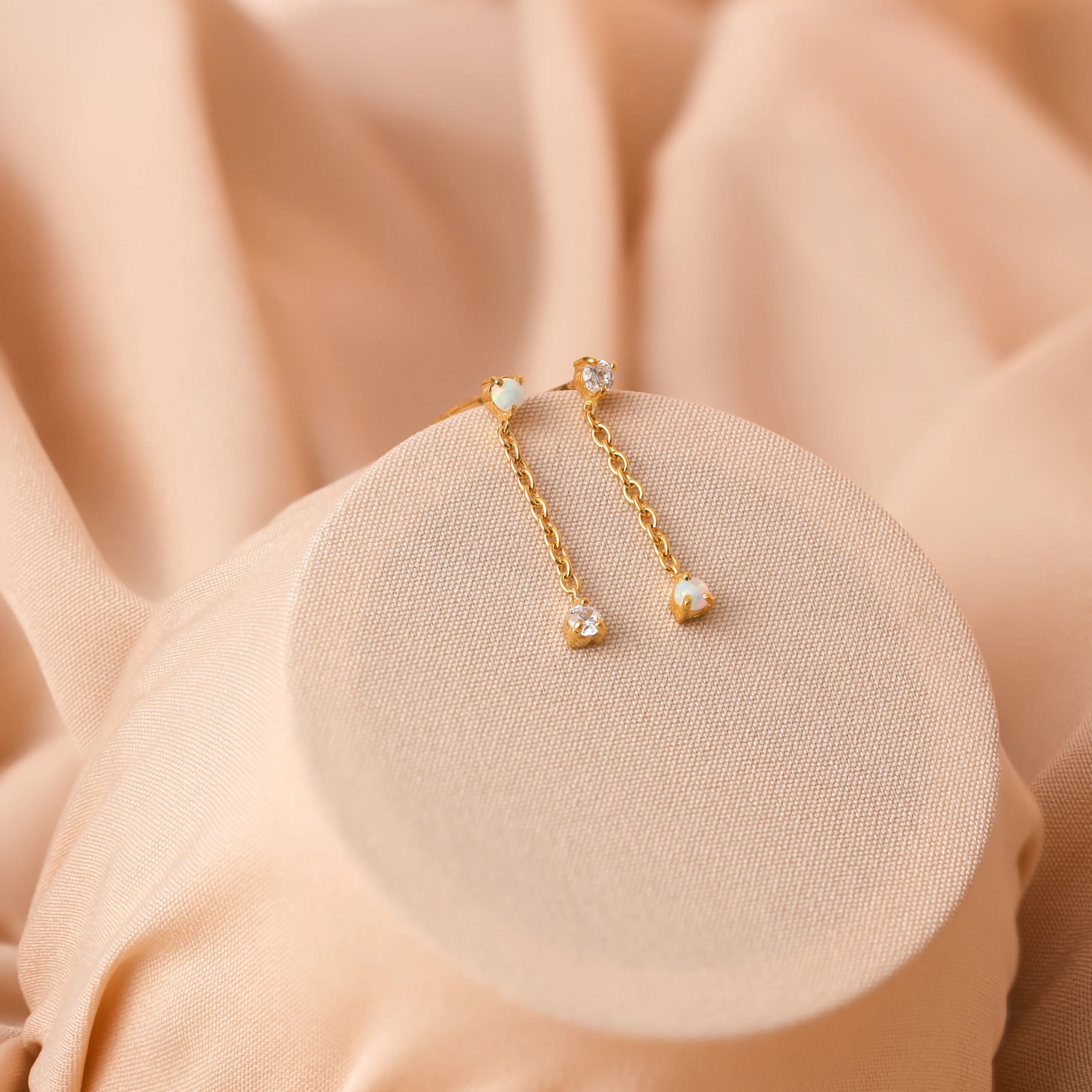 Opal Drop Stud Earrings