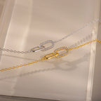 Pave Linked Pendant Bracelet Silver 18K Gold Plated
