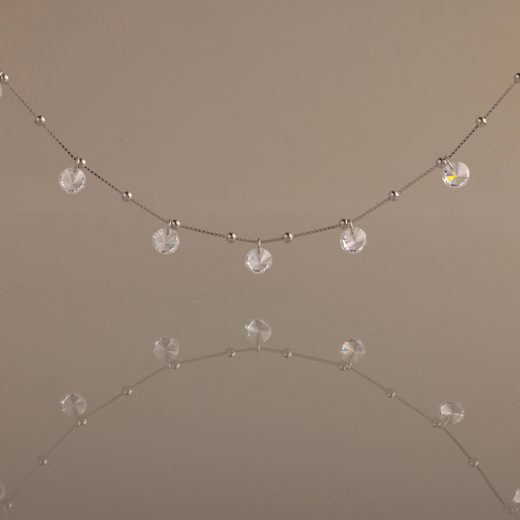 Satellite Diamond Necklace Silver 18K Gold Plated