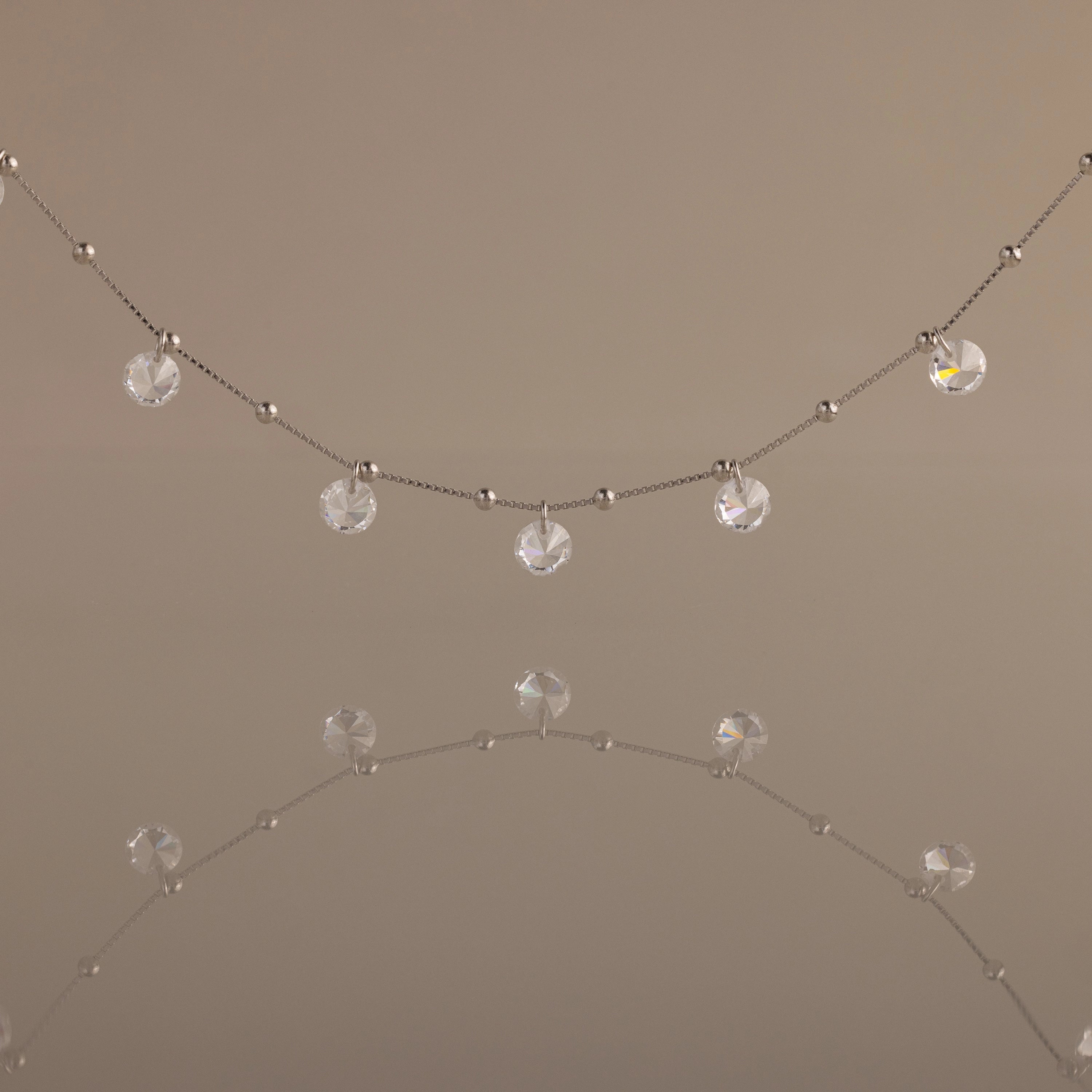 Satellite Diamond Necklace Silver 18K Gold Plated