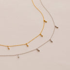 Marquise Station Necklace Silver 18K Gold Plated