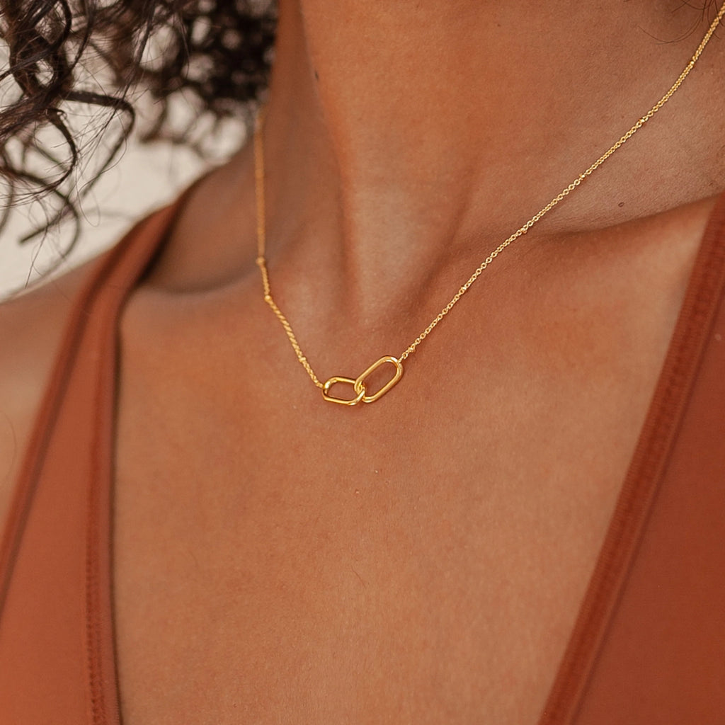 Linked Pendant Necklace Silver 18K Gold Plated