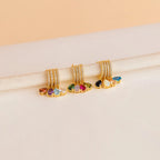 Pave Birthstone Drop Huggies Silver 18K Gold Plated