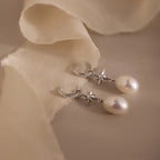Diamonds North Star Pearl Hoops Silver 18K Gold Plated