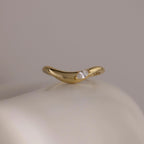 Zen Gemstone Curve Ring Silver 18K Gold Plated