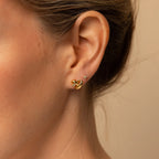Heart Charm Knot Studs Silver 18K Gold Plated