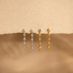 Diamond Chain Drop Earrings Silver 18K Gold Plated