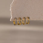 Half Pave Huggies Silver 18K Gold Plated