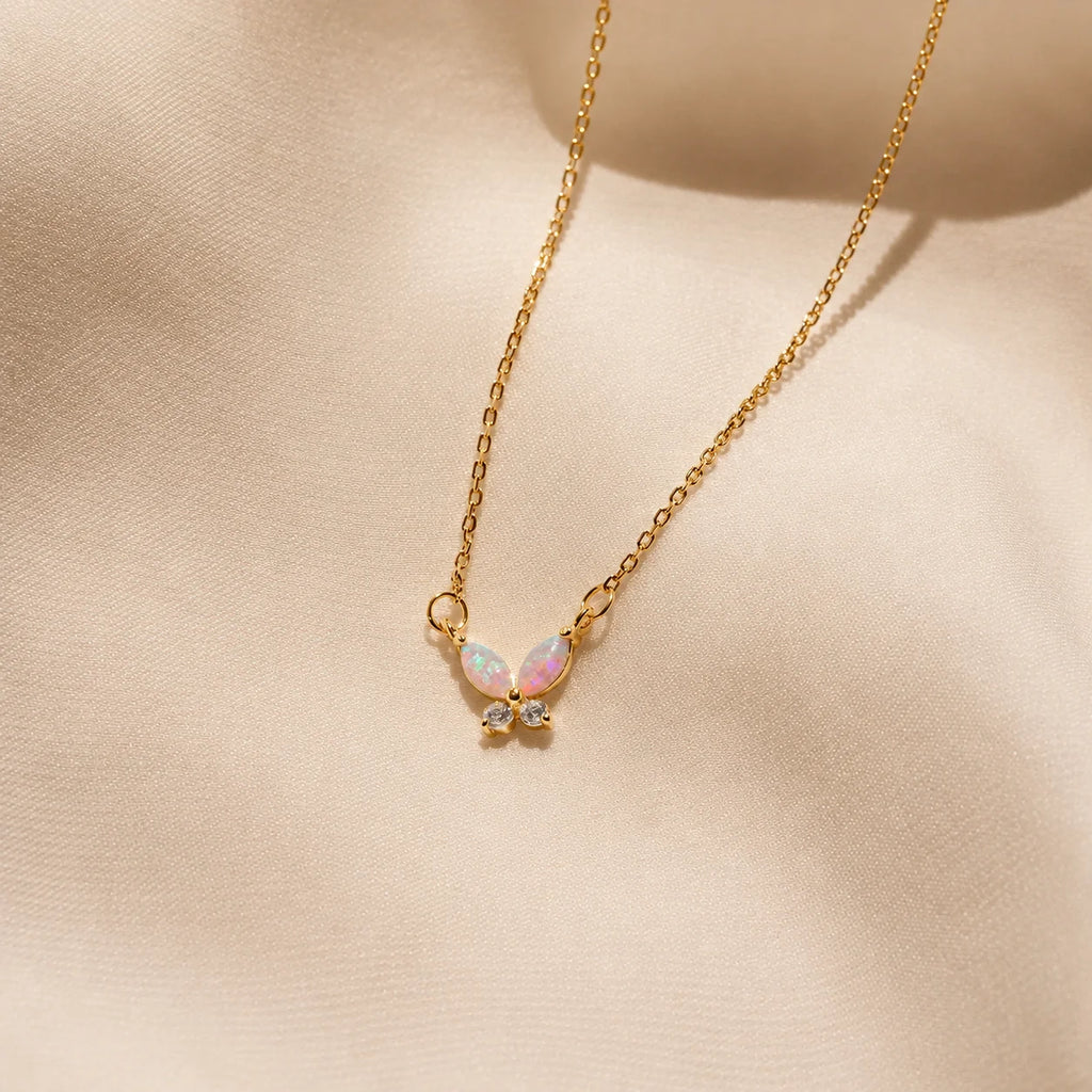 Pink Opal Butterfly Necklace
