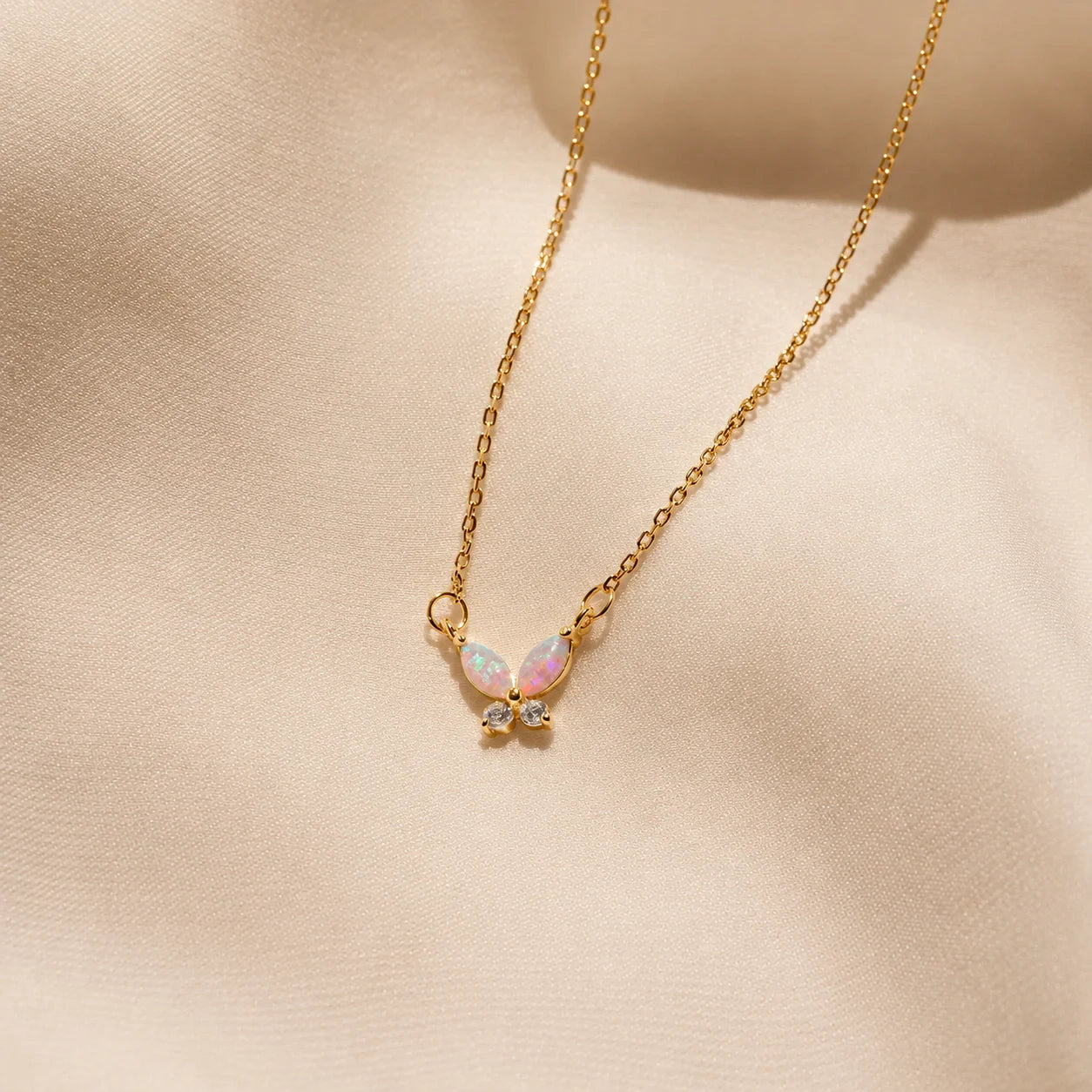 Pink Opal Butterfly Necklace