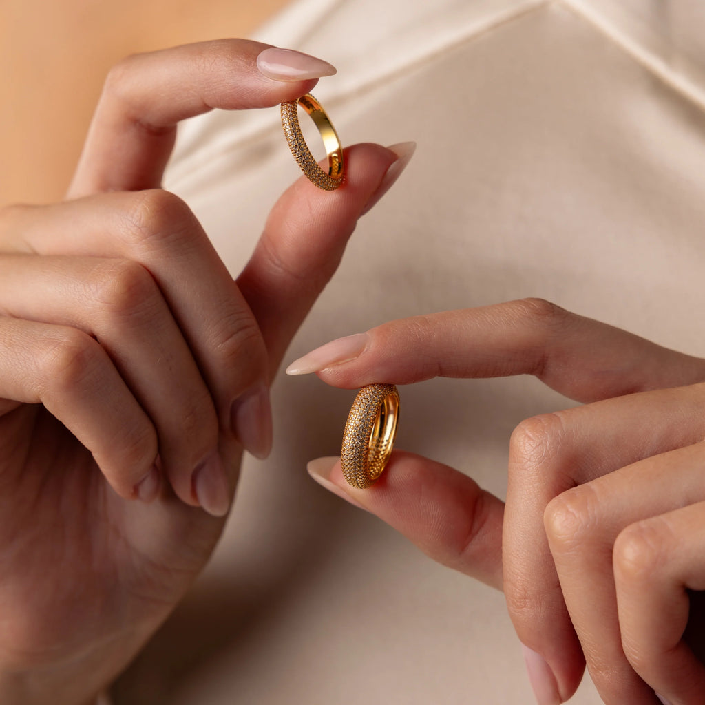 Pave Stacking Rings Silver 18K Gold Plated