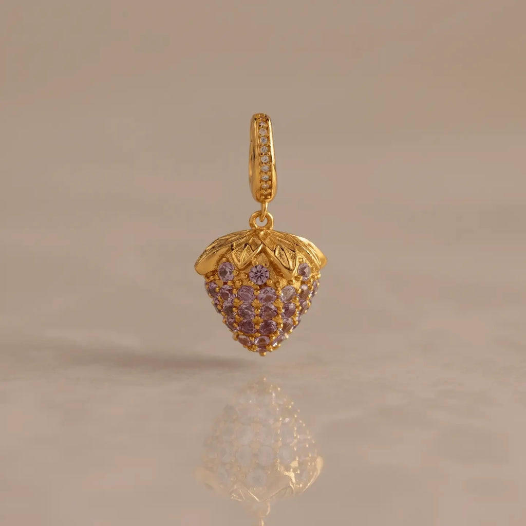 Birthstone Fruit Charm Silver 18K Gold Plated