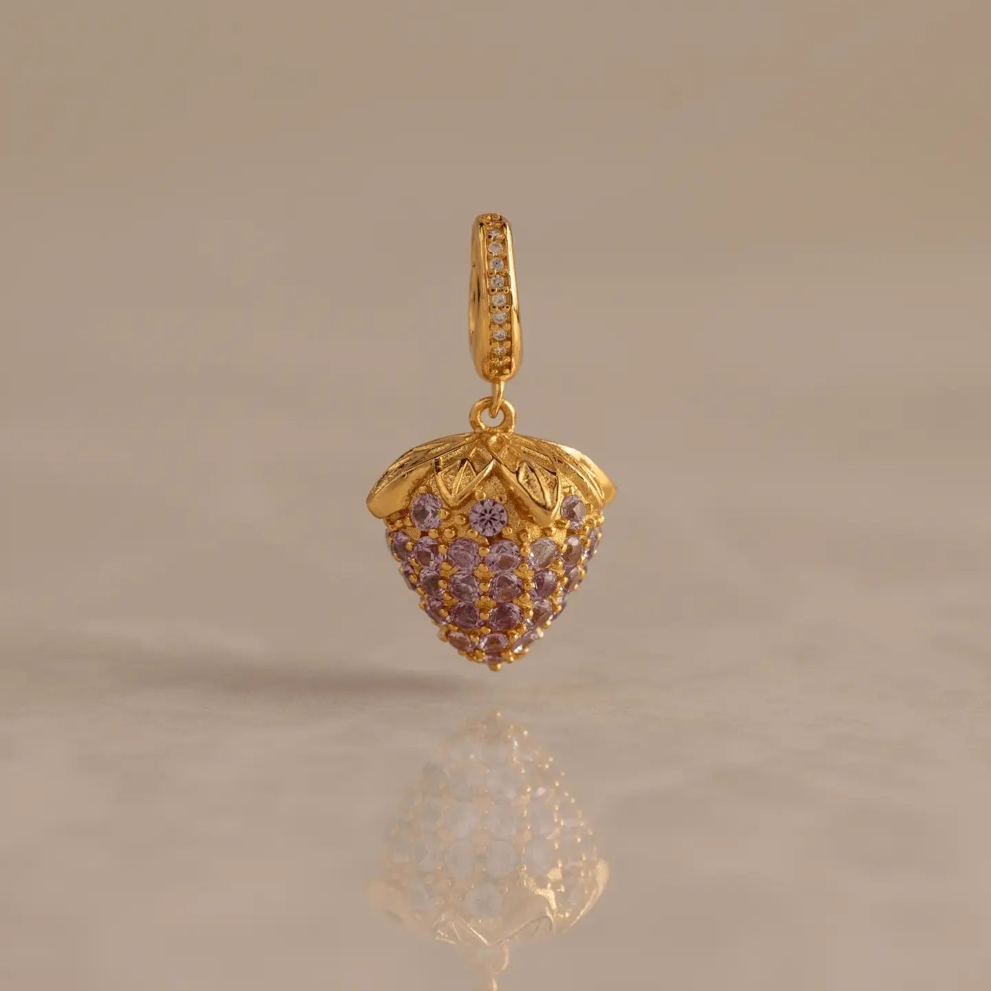 Birthstone Fruit Charm Silver 18K Gold Plated
