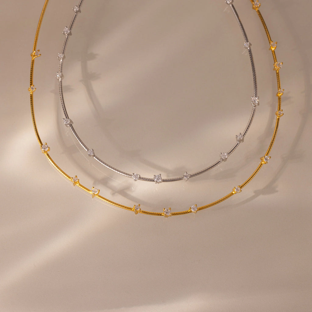 Sprinkle Diamond Necklace Silver 18K Gold Plated