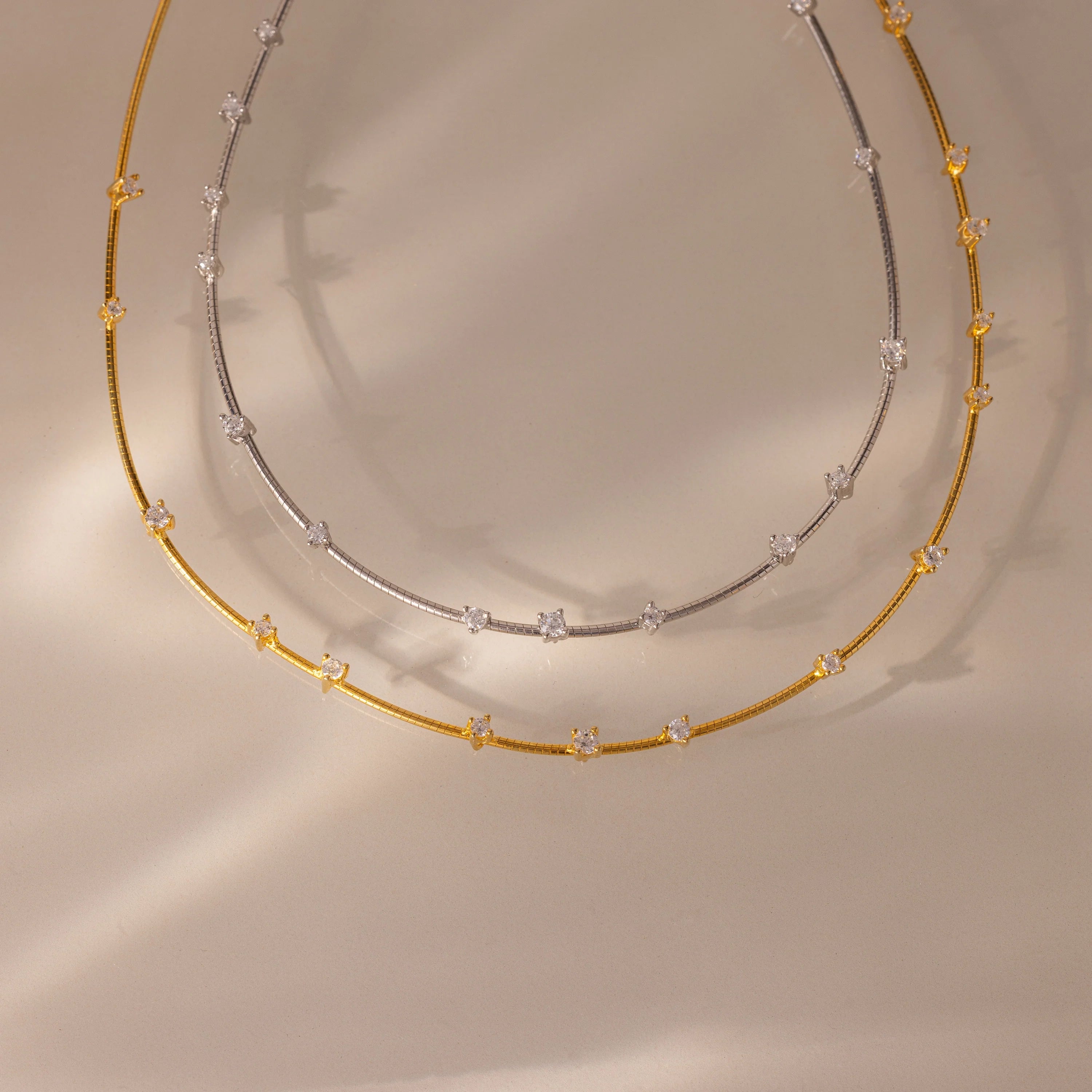 Sprinkle Diamond Necklace Silver 18K Gold Plated