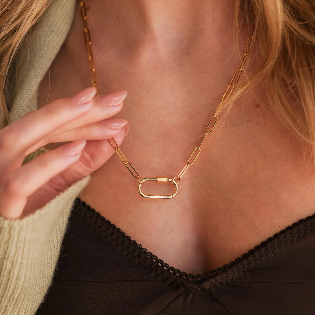 Bar & Carabiner Charm Set Silver 18K Gold Plated