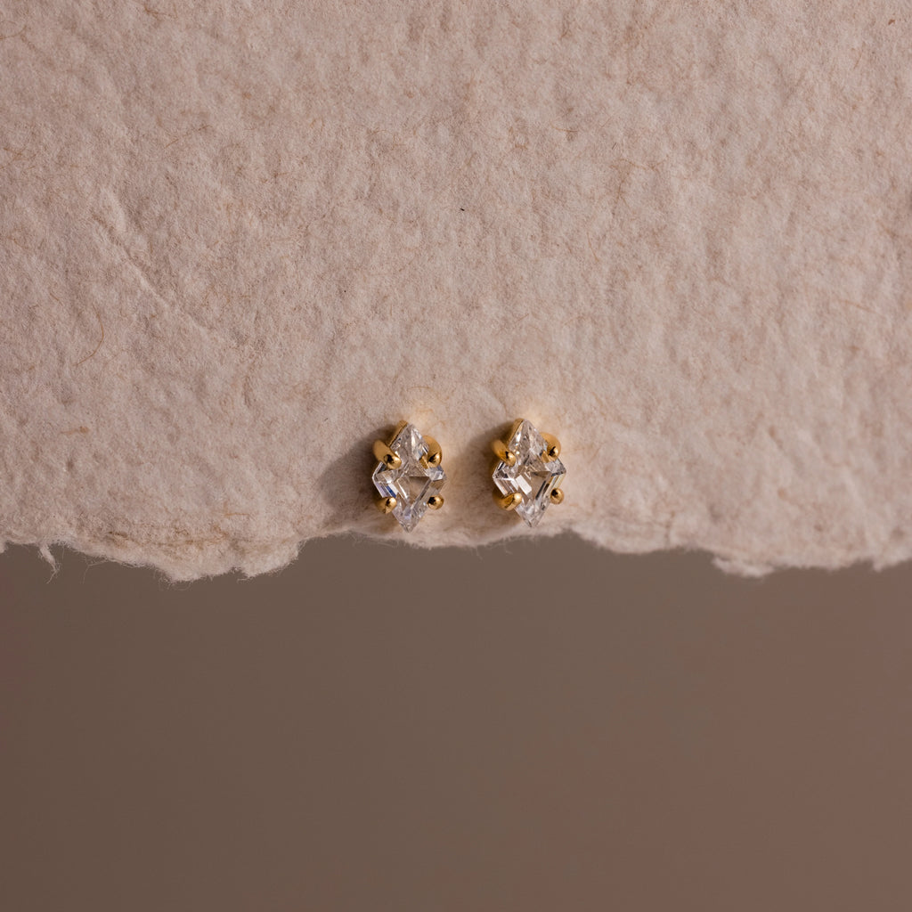 Birthstone Flatback Studs Silver 18K Gold Plated